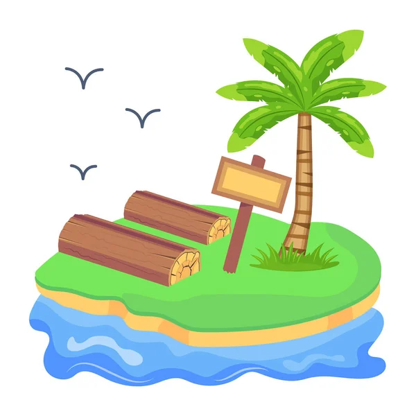 Vektor Illustration Von Insel Und Meer Symbol Auf Weißem Hintergrund — Stockvektor