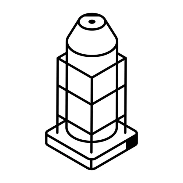 Башня Значок Изометрическая Иллюстрация Сети — стоковый вектор