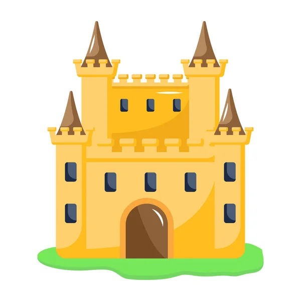 Château Avec Illustration Vectorielle Herbe Verte — Image vectorielle