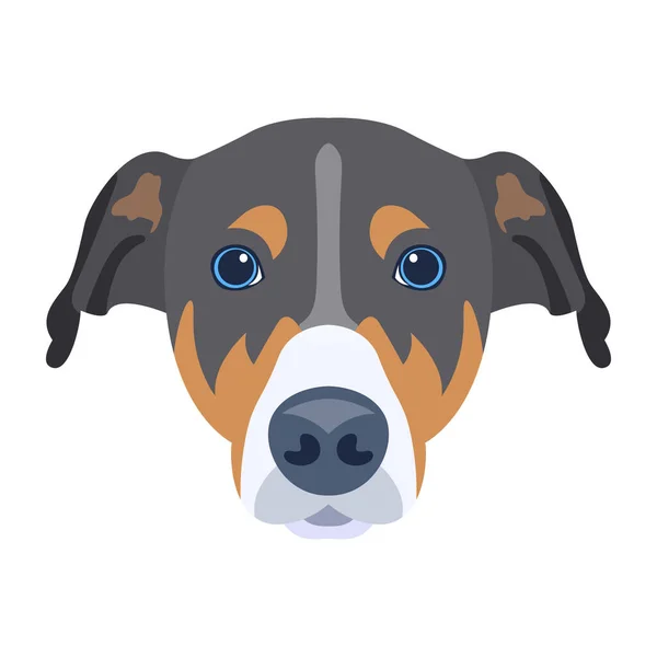 Söt Tecknad Hund Ansikte Isolerad Vit Bakgrund Vektor Illustration — Stock vektor