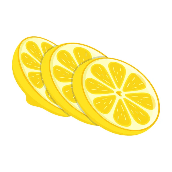 Beyaz Arka Planda Izole Edilmiş Limon Dilimleri Vektör Illüstrasyonu — Stok Vektör