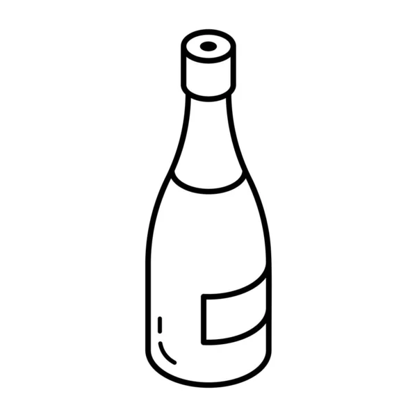 Bouteille Champagne Icône Illustration Contour Des Icônes Vectorielles Bière Pour — Image vectorielle