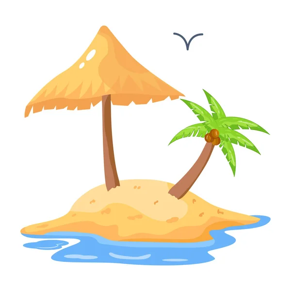 Guarda Chuva Praia Ilha Tropical — Vetor de Stock