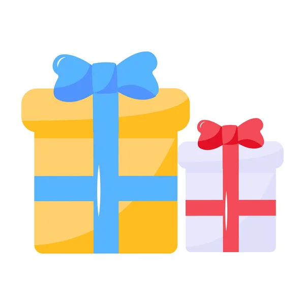 Geschenkboxen Mit Schleifen Symbol Flache Darstellung Von Geschenken — Stockvektor
