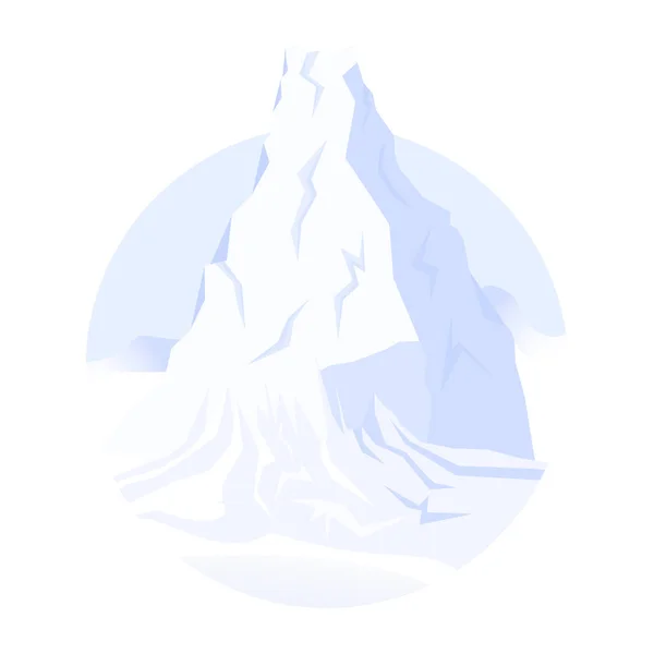 氷山の一角 マウンテンベクトルのロゴデザインのフラットイラスト — ストックベクタ