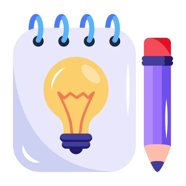 Vector Illustration Notebook Light Bulb Pencil — Stock Vector
