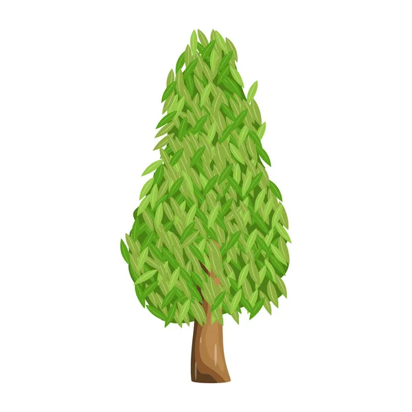 Zelený Strom Listy Izolované Bílém Pozadí — Stockový vektor