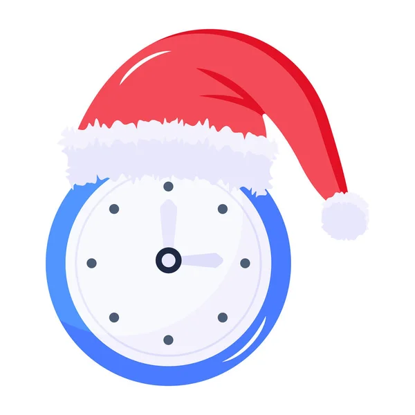 Santa Claus Hat Clock Vector Illustration — Stock Vector