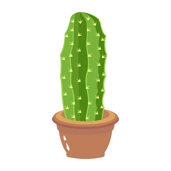 Cactus Dans Icône Pot Fleurs — Image vectorielle