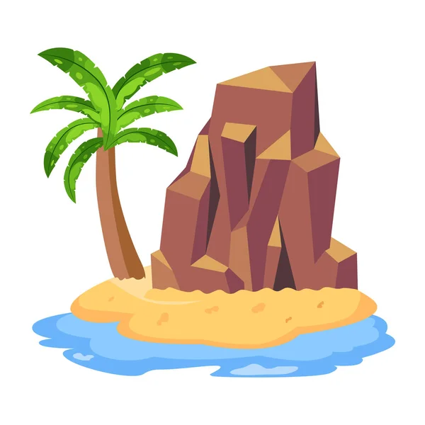 ビーチと島の砂と海のベクトルイラストグラフィックデザイン — ストックベクタ