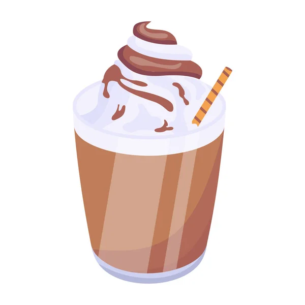 Tasse Café Avec Chocolat Crème Fouettée Illustration Vectorielle — Image vectorielle
