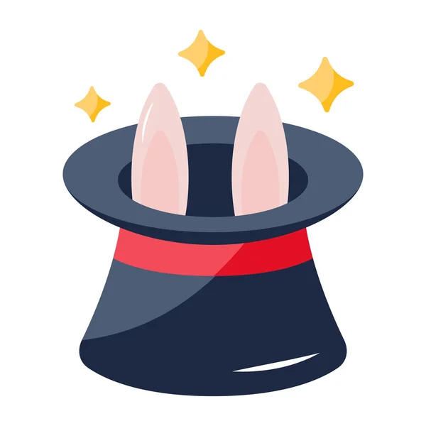 ウサギの耳で帽子 魔法のアイコンベクトルイラスト — ストックベクタ