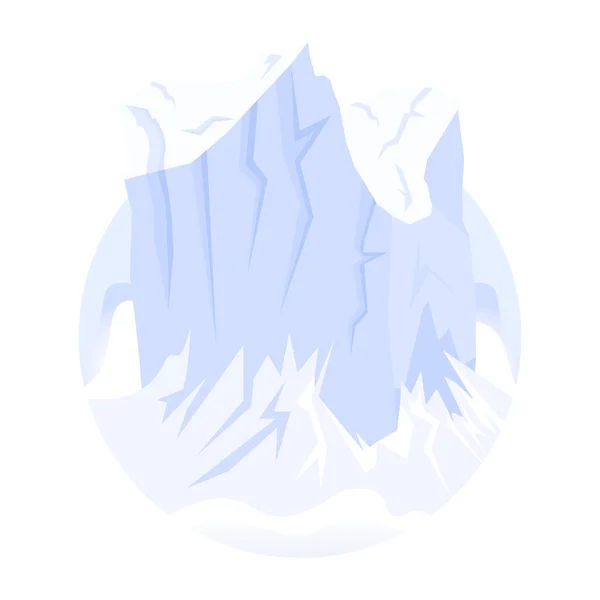 Winterlandschaft Mit Gletscher Auf Weißem Hintergrund — Stockvektor