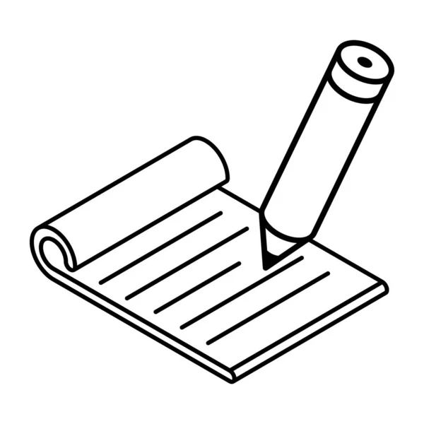 Ołówek Ikoną Notebooka Ilustracja Zarysu — Wektor stockowy