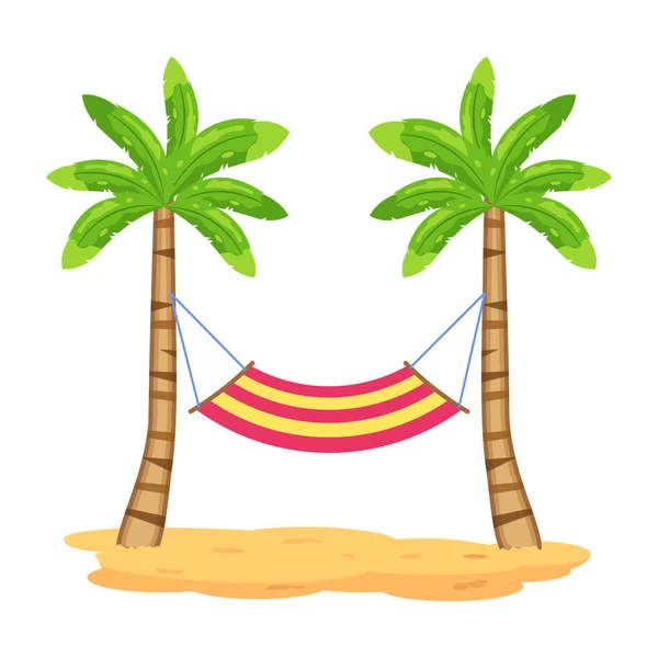 Strand Mit Palmen Und Hängemattenvektor Illustration Design — Stockvektor