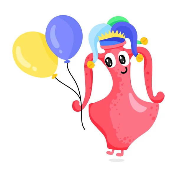 Palhaço Bonito Dos Desenhos Animados Com Balões — Vetor de Stock
