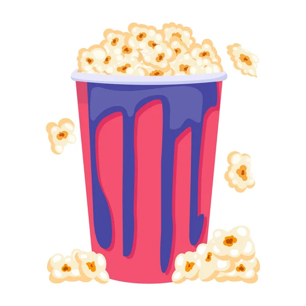 Wiadro Popcornu Popcornem — Wektor stockowy