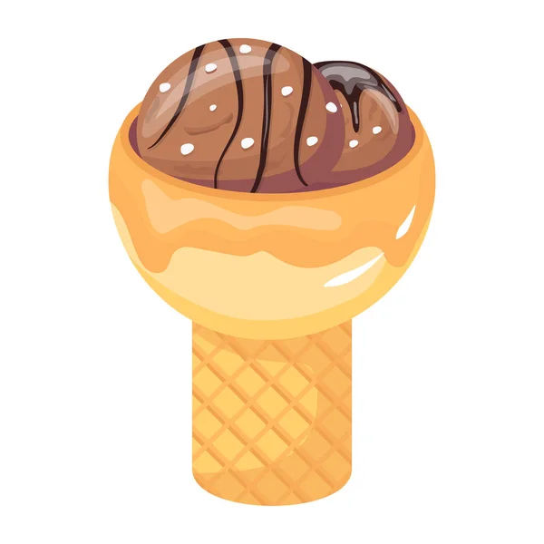Icône Crème Glacée Dessin Animé Chocolat Popsicle Vecteur Illustration Isolé — Image vectorielle