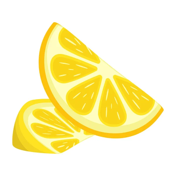 Лимонний Шматочок Ізольований Білому Тлі Векторні Ілюстрації — стоковий вектор