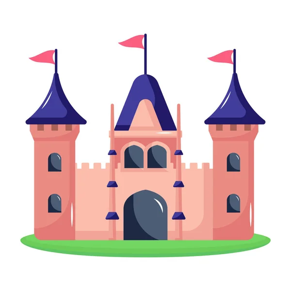 Castillo Con Banderas Medievales Vector Ilustración Diseño — Vector de stock