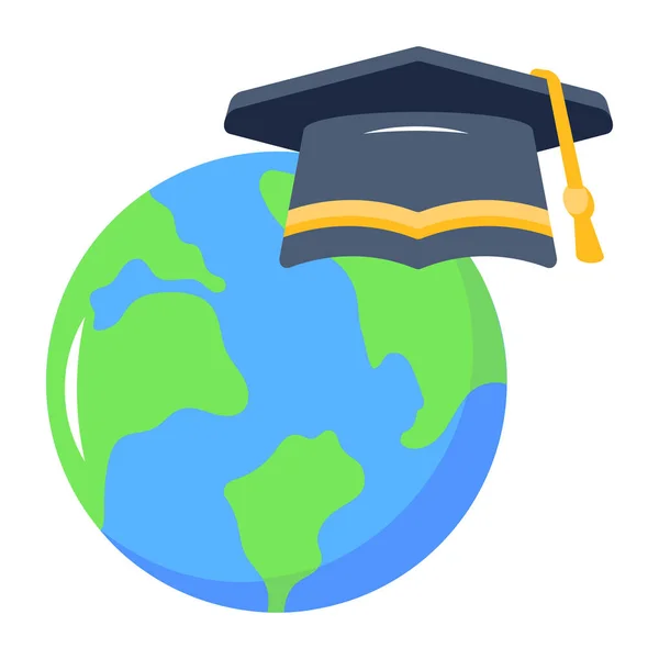 Globus Mit Graduation Cap Vektor Illustration — Stockvektor