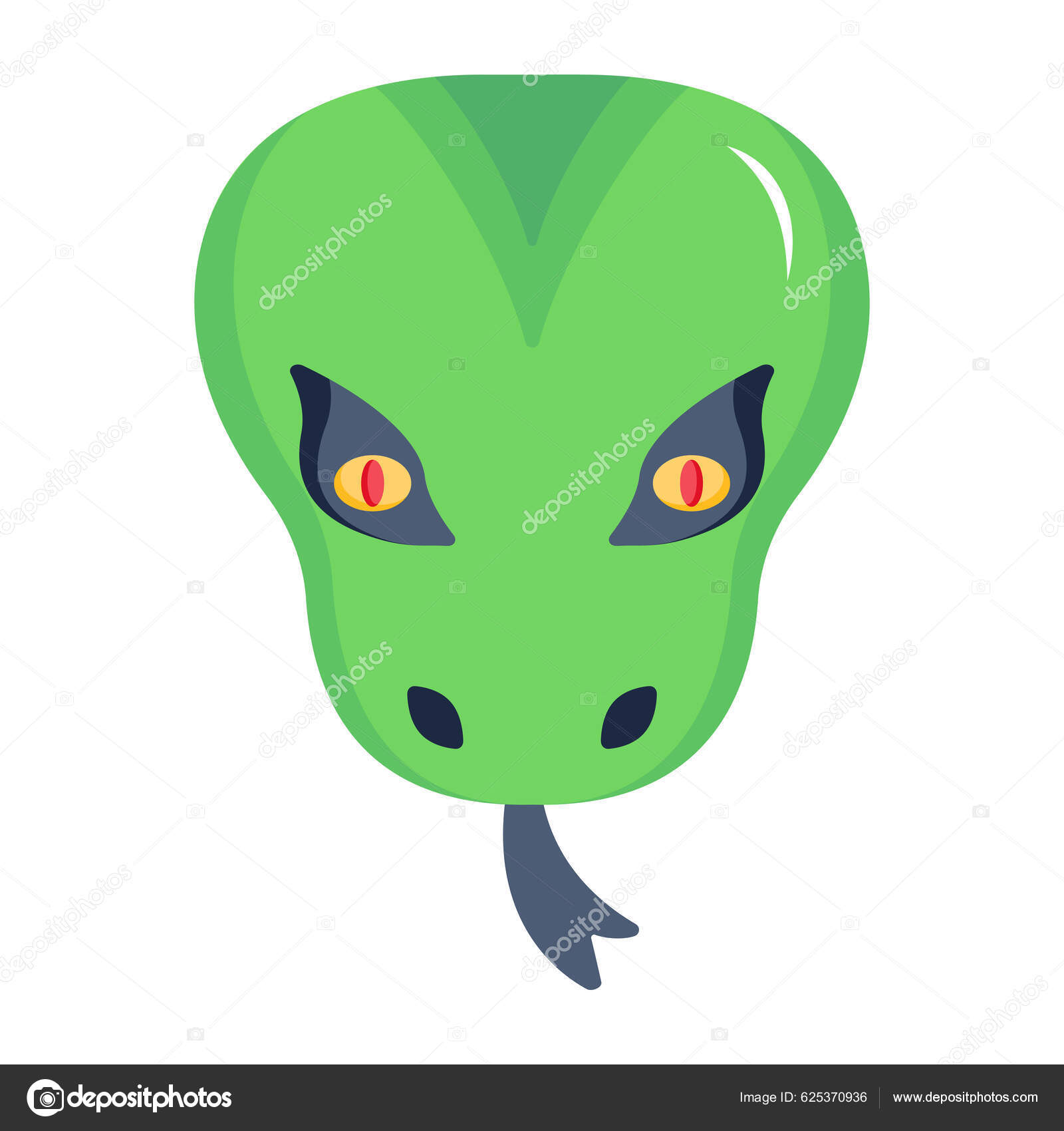 Ícone Cabeça Cobra Verde Desenho Animado Ilustração Vetorial