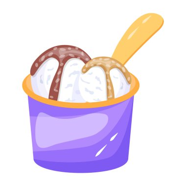 Kasede dondurma. vektör illüstrasyonu