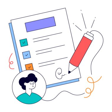 kalem ve kontrol listesi vektör illüstrasyon tasarımı