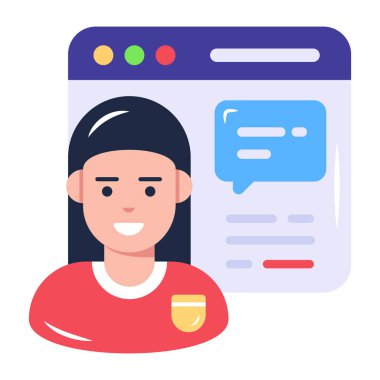 Mesajlı kadın sohbet baloncuğu vektör resimlemesi