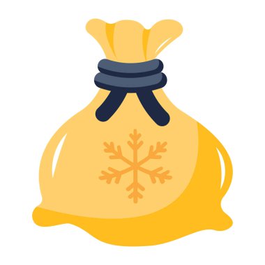 İçinde kar tanesi vektör simgesi olan bir çanta. Basit tasarım çizimi