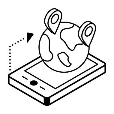 GPS navigasyon ve harita vektör çizimine sahip akıllı telefon