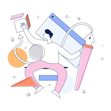 Düz biçimdeki bir grup insanın vektör çizimi.