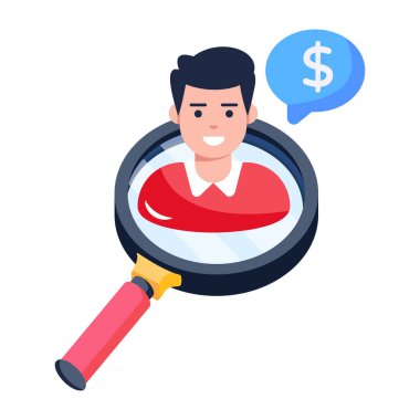 Büyüteç vektör çizimi olan iş adamı