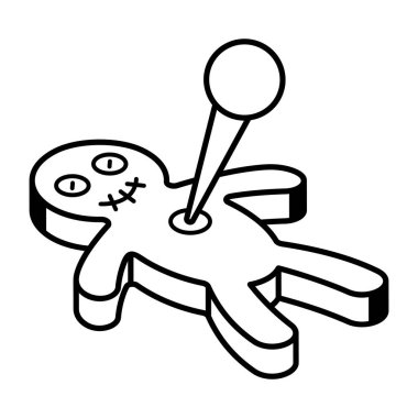 Vector illustration of black and white voodoo doll icon