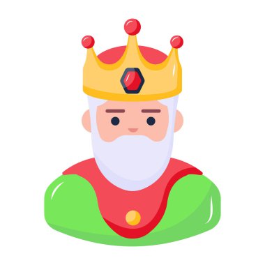 Taç simgesindeki kral, vektör illüstrasyonu