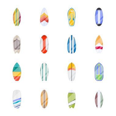 Sörf tahtası ikonu. Web için plaj çadırı vektör simgelerinin karikatür çizimi