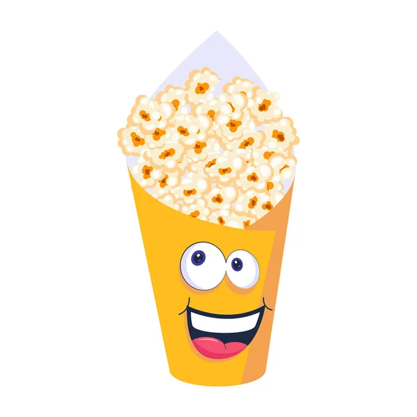 Popcorn Cartoon Funny Face Bucket Vector Illustration — Stock Vector