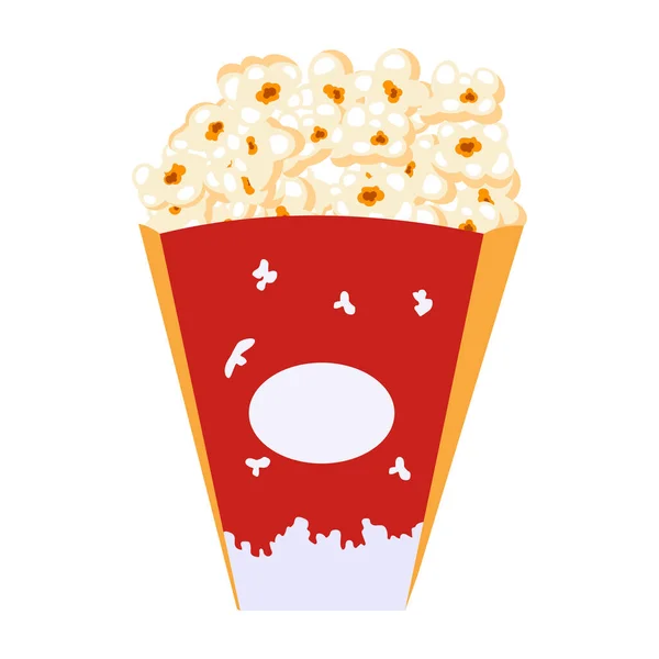 Popcorn Icon Flat Illustration Paper Bucket — Stock Vector
