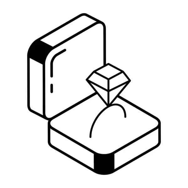 Icône Boîte Diamant Illustration Contour Des Icônes Vectorielles Coffre Trésor — Image vectorielle