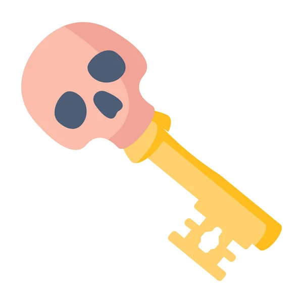Key Skull Vector Flat Color Icon — Stock Vector