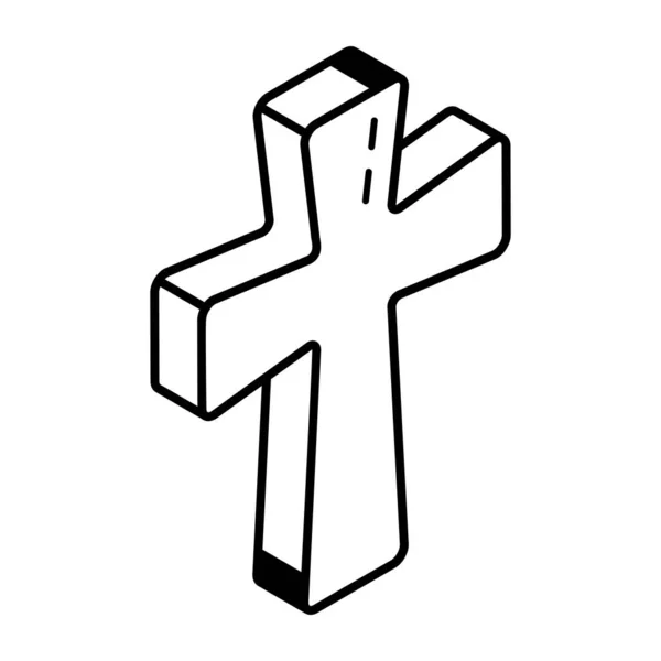 Cross Line Icon Christian Symbol Vector Illustration — Stock Vector
