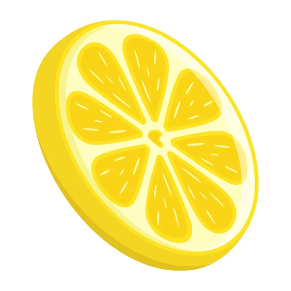 Vektor Illustration Einer Zitronenscheibe Auf Weißem Hintergrund — Stockvektor
