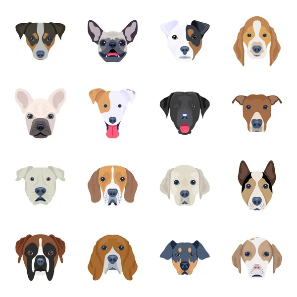 Conjunto Cães Diferentes Ilustração Vetorial — Vetor de Stock