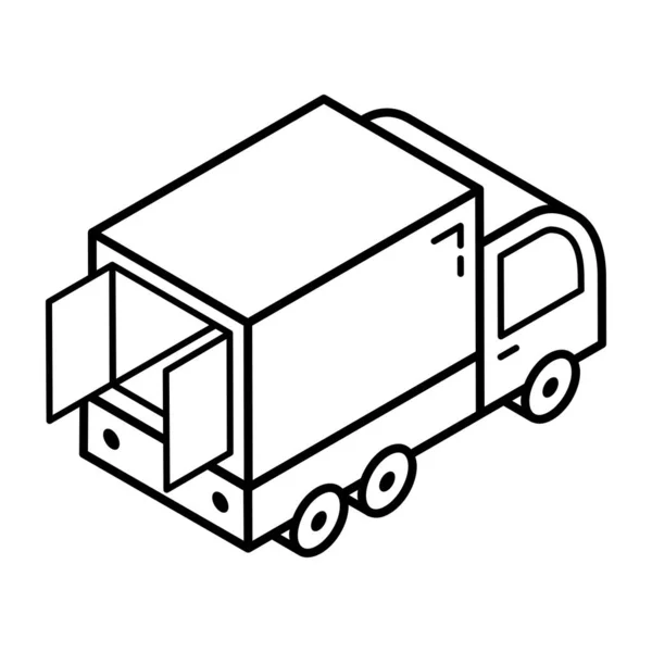 Ikon Truk Kargo Outline Vektor Gudang Pengiriman Simbol Ilustrasi Untuk - Stok Vektor