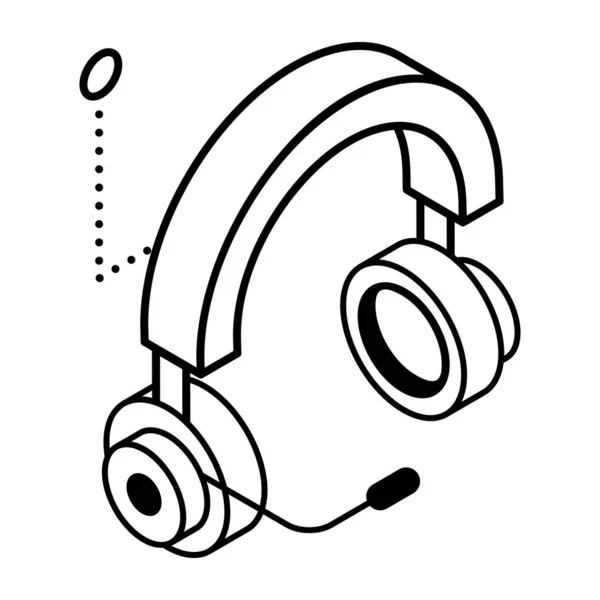 Headphones Icon Outline Illustration — Stock Vector
