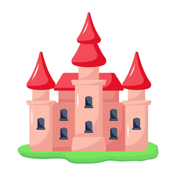 Torre Del Castello Con Disegno Illustrazione Vettoriale Tetto Rosso — Vettoriale Stock