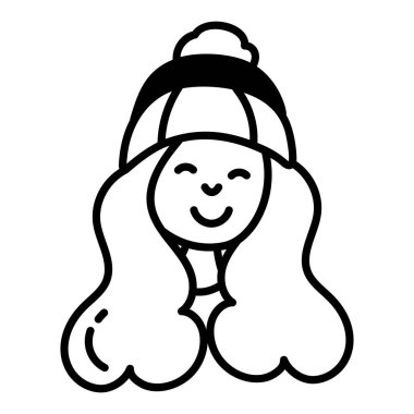 Beanie Girl modern simgesi, vektör illüstrasyonu