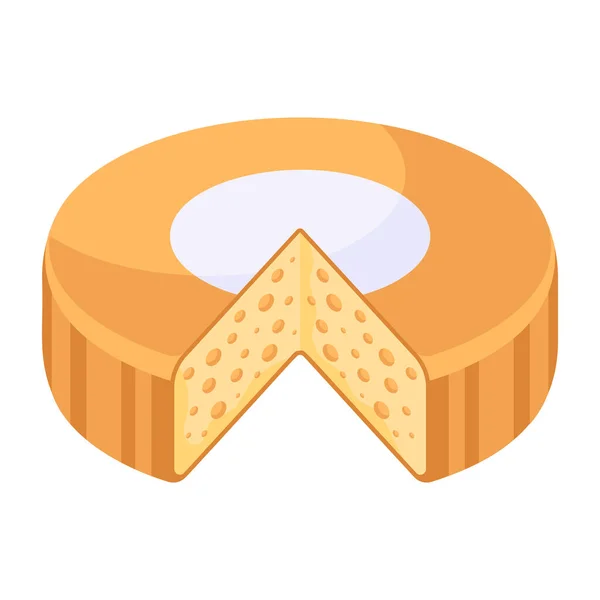 Cheese Wheel Modern Icoon Vector Illustratie — Stockvector