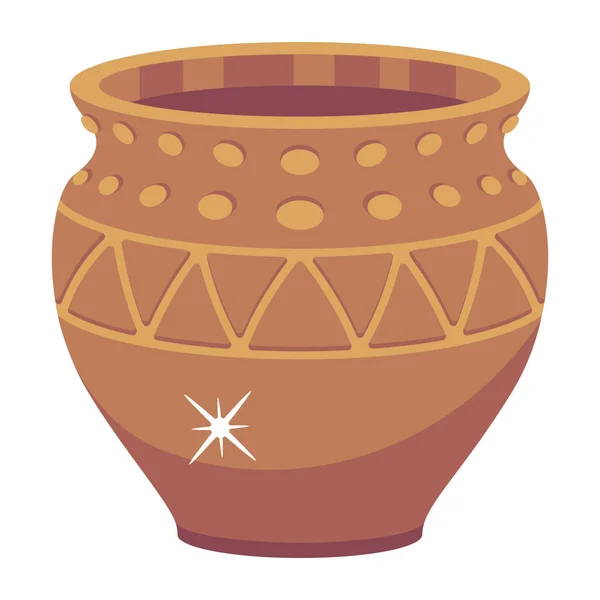 Ceramiczna Ikona Garnka Zaprojektowana Płaskim Stylu — Wektor stockowy