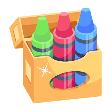 Crayons Box modern icon, vector illustration